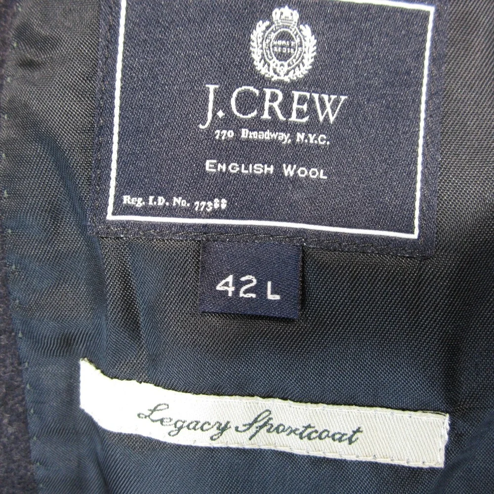 J Crew Legacy‎ Sportcoat Blazer Mens 42L Gray Pinstriped English Wool 3-Button